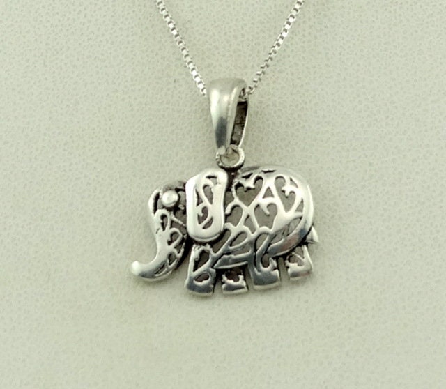 Für Glück Vintage Sterling Silber Elefant Anhänger Versandkostenfrei Mit 18" Kette #eleph-Spc14 von rubysvintagejewelry