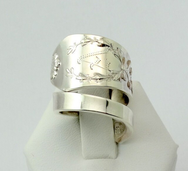 "Gravierte Initial ""A" Echt Vintage Handgemachte Sterling Silber Verstellbare Größe Löffel Ring 6 Kostenloser Versand" #as-Ix-E2-Spr3 von rubysvintagejewelry