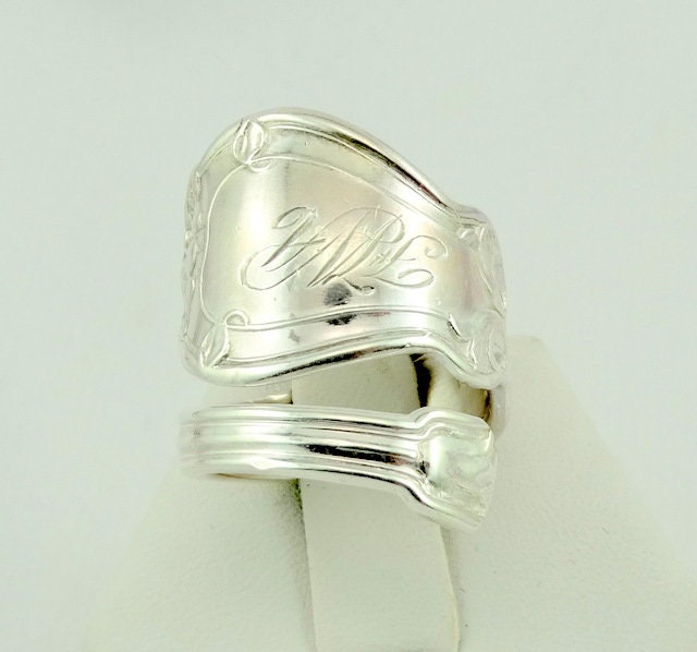 Gravierte Initialen "F W H" Echter Vintage Handgemachter Sterling Silber Einstellbar Größe 7 1/4 Löffel Ring Kostenloser Versand" #fwhs-F3-Spr2 von rubysvintagejewelry