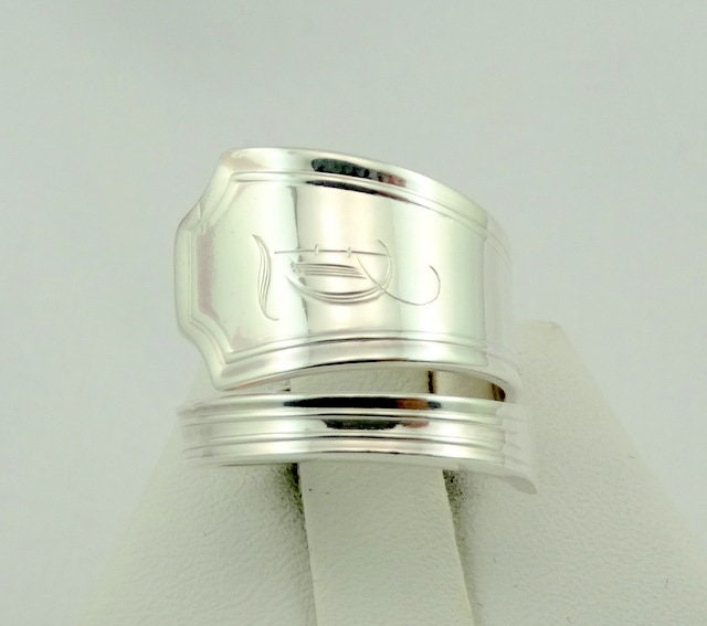 Gravierte Initialen "L D" Echter Vintage Handgemachte Sterling Silber Einstellbare Größe 5 3/4 Löffel Ring Kostenloser Versand" #lds-B8-Spr1 von rubysvintagejewelry