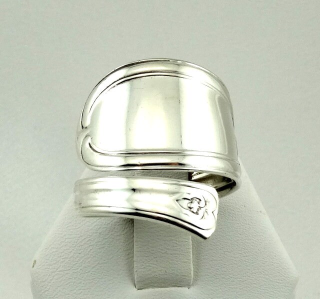 Große Echt "Wm. Glaze "Vintage Handgemachter Sterling Silber Größenverstellbarer Löffel Ring Kostenloser Versand #glaze2-C10-Spr1 von rubysvintagejewelry