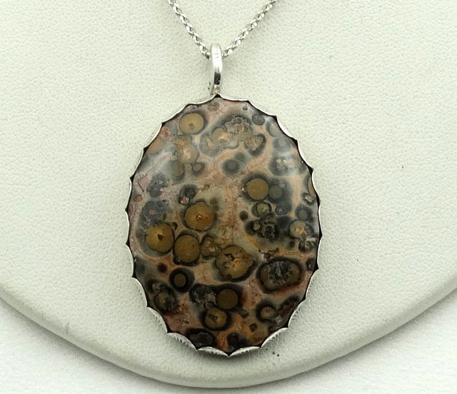 Große Leopardskin Jaspis Sterling Silber Vintage Anhänger Kostenloser Versand Und 20" Kette #leopard-Spc11 Große Leopardskin Jaspis Sterling Silber Vintage Anhänger Kostenloser Versand Und 20" Kette #leopard-Spc11 von rubysvintagejewelry