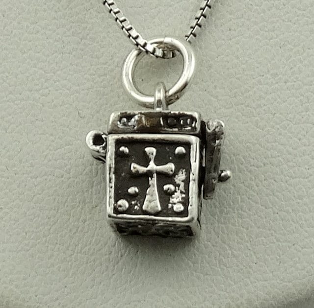 Halten Sie Den Glauben... Vintage Sterling Silber Scharnier Andenken Box Anhänger Kostenloser Versand Mit 18" Kette #faith10-Spc10 von rubysvintagejewelry