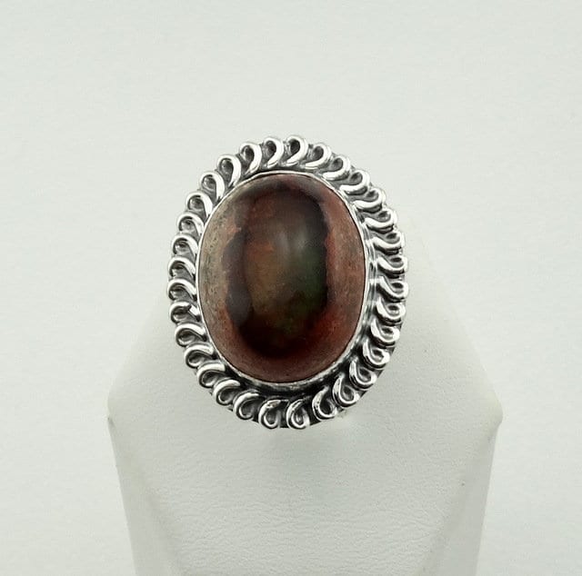 Handgemachte Vintage Sterling Silber Ring Set Mit Einem Natürlichen Opal Cabochon Kostenloser Versand #natural-Sr5 von rubysvintagejewelry