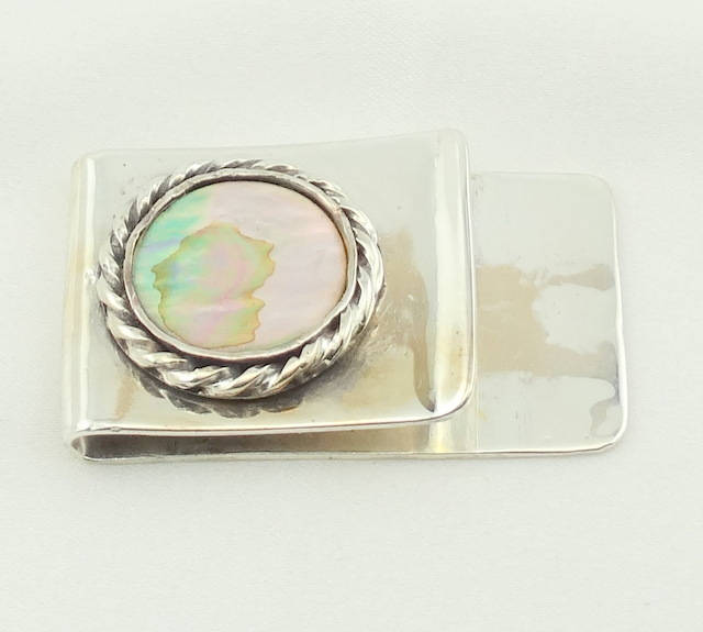Handwerker Vintage Abalone Shell Sterling Silber Geld Clip Kostenloser Versand #abalone-Uv1 von rubysvintagejewelry