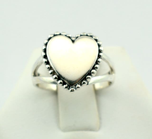 Hübscher Vintage Sterling Silber Herz Ring Größe 6 1/2 #heart-Sr2 von rubysvintagejewelry