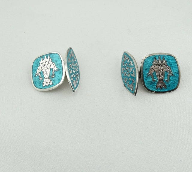 Jahrgang Alexco Blau Emaille Und Sterling Silber Designer Manschettenknöpfe. Kostenloser Versand #alexco-Cl von rubysvintagejewelry