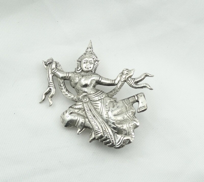 Jahrgang Anfang Der 1900Er Jahre Ära Siam Thai Buddha Tänzer Sterling Silber Brosche Kostenloser Versand #buddha-Br2 von rubysvintagejewelry