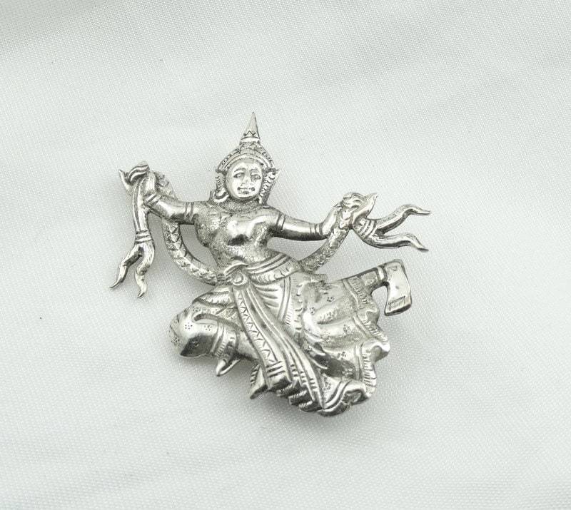 Jahrgang Anfang Der 1900Er Jahre Ära Siam Thai Buddha Tänzer Sterling Silber Brosche Kostenloser Versand #buddha-Br2 von rubysvintagejewelry