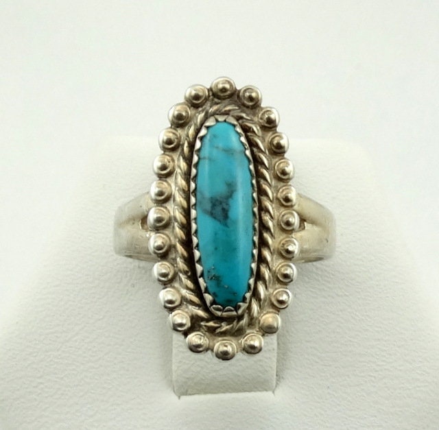 Kleine Größe Vintage Türkis Und Sterling Silber Ring #smtq-Nar1 Kleine Größe Vintage Türkis Und Sterling Silber Ring #smtq-Nar1 von rubysvintagejewelry