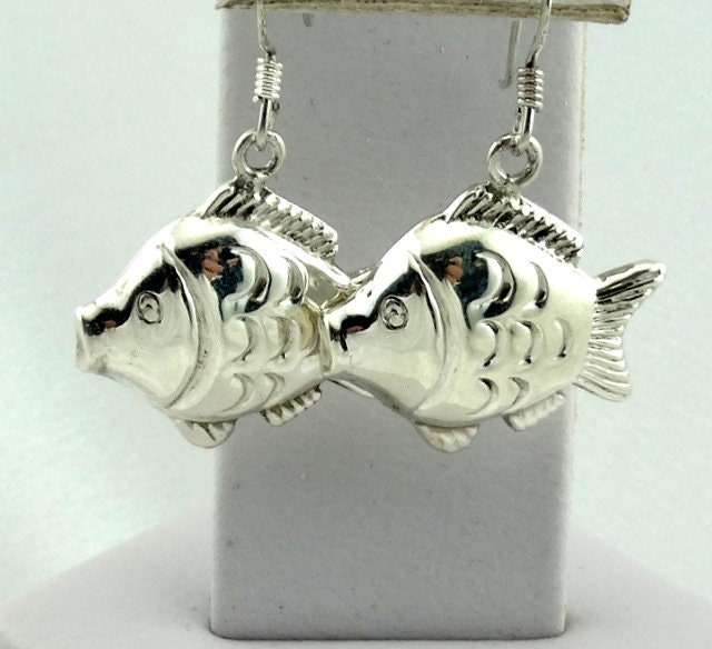 Lasst Uns Angeln Vintage Sterling Silber Ohrringe Kostenloser Versand #fish-Erg2 von rubysvintagejewelry