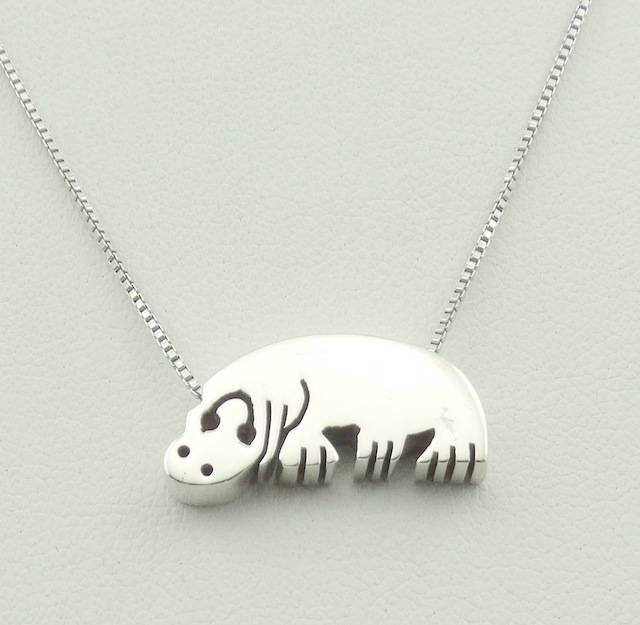 Liebling Hippo Sterling Silber Slider Anhänger Kostenloser Versand 18" Kette Enthalten #hippo-Spc7 von rubysvintagejewelry