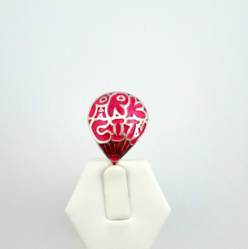 Park City Ballon Sterling Silber Und Emaille Anhänger #park-Spc1 von rubysvintagejewelry