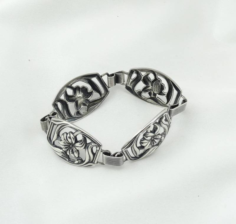 Patentierte Muster Antik Sterling Silber Floral Link Armband Kostenloser Versand #patent-lb3 von rubysvintagejewelry