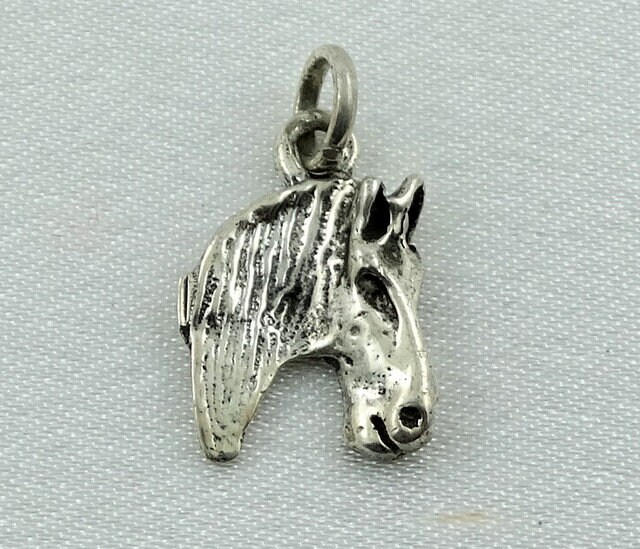 Pferd Kopf Vintage Solide Sterling Charme Kostenloser Versand #horse H -cm4 von rubysvintagejewelry