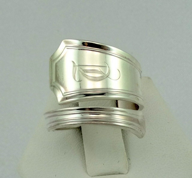 "Sammler Gravierte Initialen ""L D" Echte Handgemachte Vintage Sterling Silber Löffel Ring Einstellbar Größe 7 1/2 Kostenloser Versand #ld-C3-Spr1." von rubysvintagejewelry