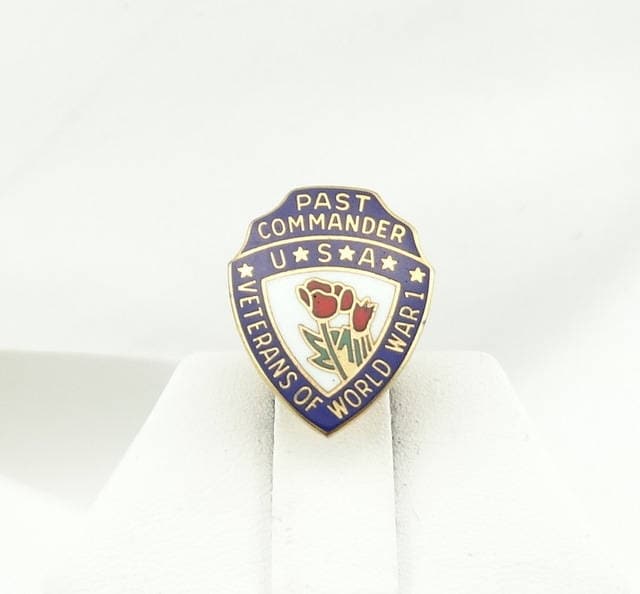 Sammlerstück Vergangenheit Kommandant Veteranen Des Ersten Weltkriegs Vintage Gold Platte Und Emaille Kupplung Zurück Krawatte Anstecknadel von rubysvintagejewelry