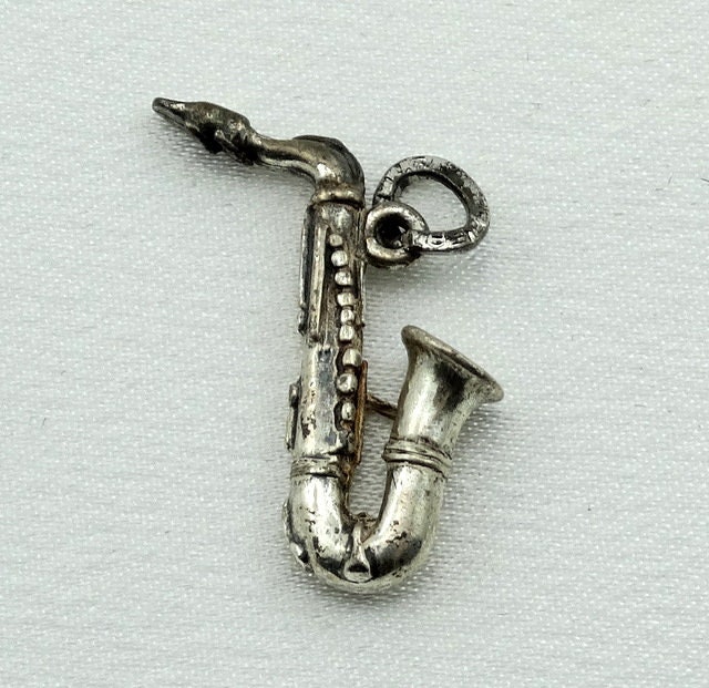 Saxophon Vintage Sterling Silber Charme Kostenloser Versand #saxo-cm20 von rubysvintagejewelry