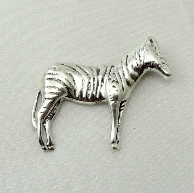 Schöne Zebra Sterling Silber Brosche Kostenloser Versand #zebra-Br6 von rubysvintagejewelry