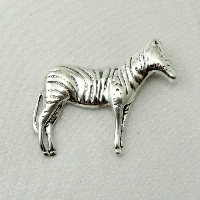Schöne Zebra Sterling Silber Brosche Kostenloser Versand #zebra-Br6 von rubysvintagejewelry