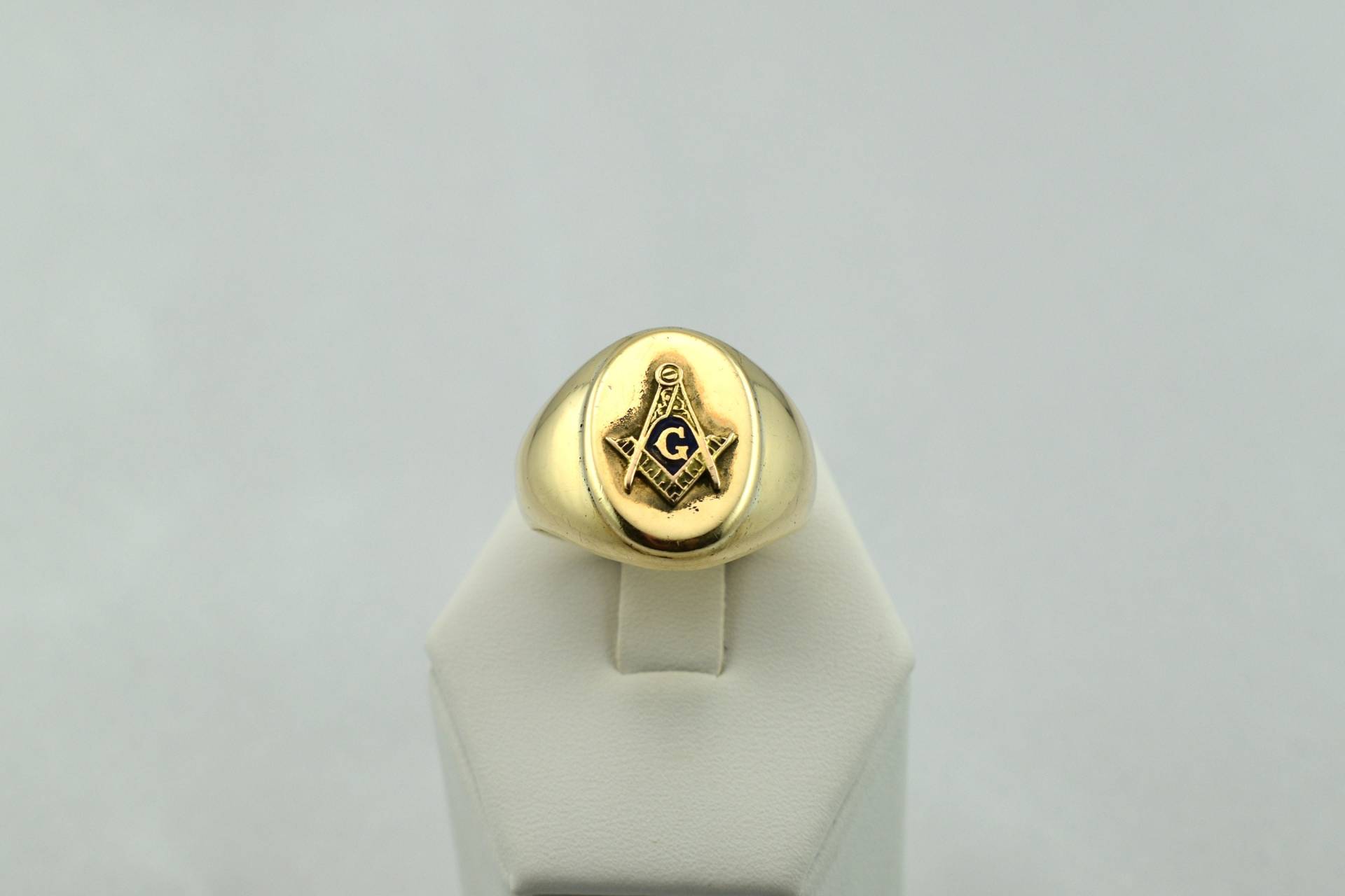 Schöner Vintage 10K Gelbgold Und Emaille Masonic Ring Größe 9 1/2 Kostenloser Versand #95Msn-Masr1 von rubysvintagejewelry