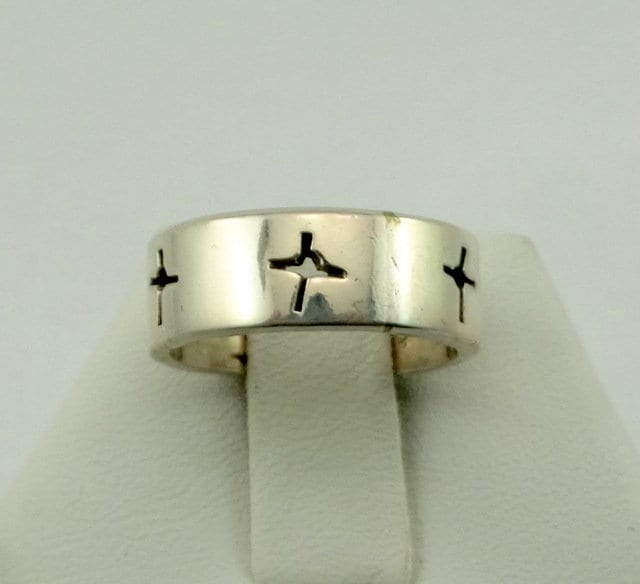 Schöner Vintage Sterling Silber Kreuz Ring Größe 5 #cross5-Sr2 von rubysvintagejewelry