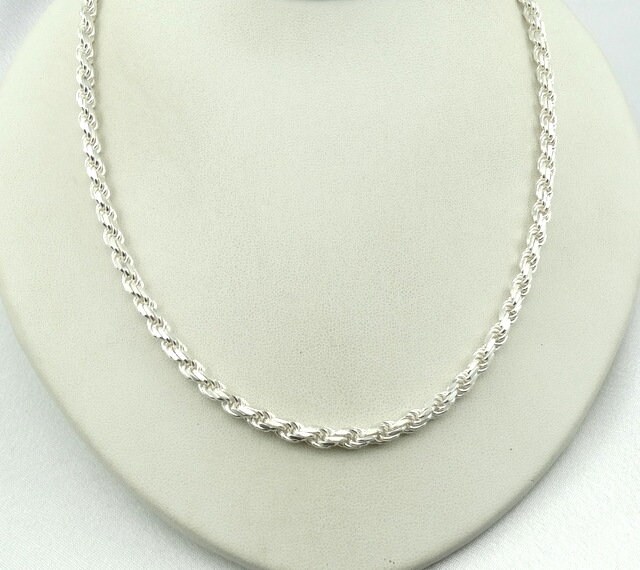 Schwere 30 Zoll Sterling Silber Seil Kette Kostenloser Versand #rope30-Cn1 von rubysvintagejewelry
