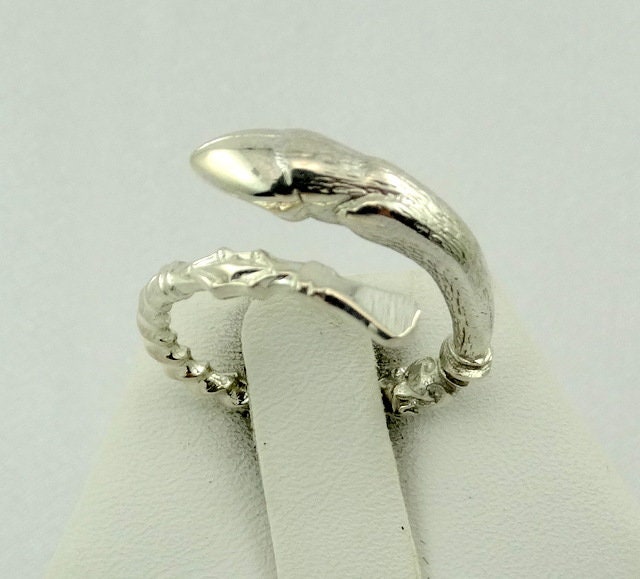 Sehr Einzigartiger Vintage Huf Sterling Silber Wickelring Verstellbar Größe 6 1/2 Versandkostenfrei #65Hf-Sr16 von rubysvintagejewelry