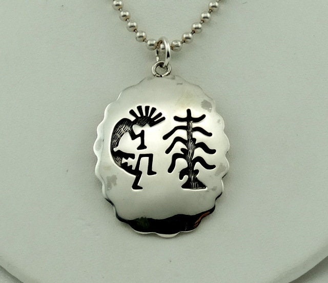 Seltene Vintage Mais Tanz Kokopelli Sterling Silber Anhänger. Kostenloser Versand Enthält 24" Kette #corndance-Spc12 von rubysvintagejewelry