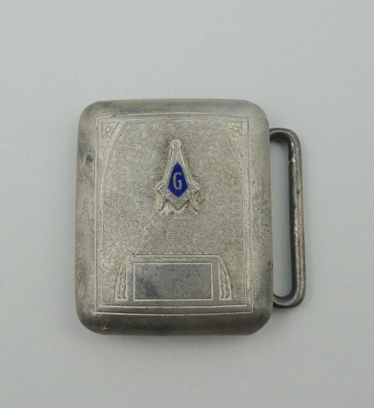 Seltene Vintage Um 1900 Sterling Silber Und Emaille Masonic Gürtelschnalle Kostenloser Versand #mason1-Bk2 von rubysvintagejewelry