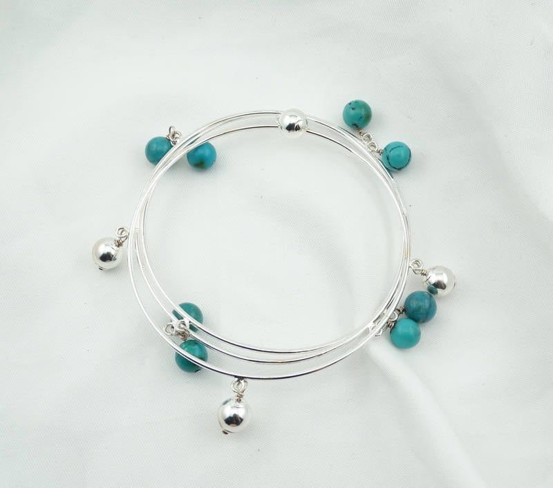 Set Von 3 Sterling Silber Und Türkis Armreifn Kostenloser Versand #three-Bb4 Set Von 3 Sterling Silber Und Türkis Armreifn Kostenloser Versand #three-Bb4 von rubysvintagejewelry