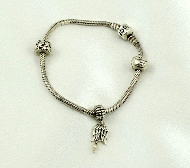 Sie Verdienten Ihre Engel Flügel... Vintage Sterling Silber Pandora Charm Armband Mit Charme Kostenloser Versand #angel-lb2 von rubysvintagejewelry