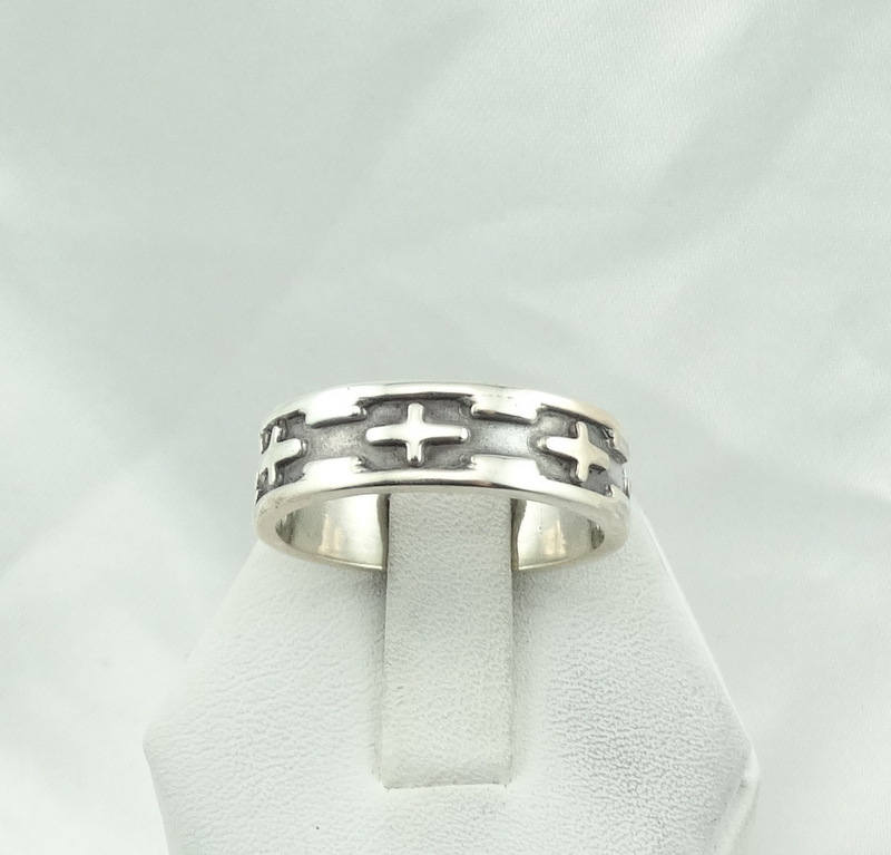 Subtile Kreuz Sterling Silber Band Gepunzt "Pca" Größe 11 Kostenloser Versand #crossband-Sr4 von rubysvintagejewelry