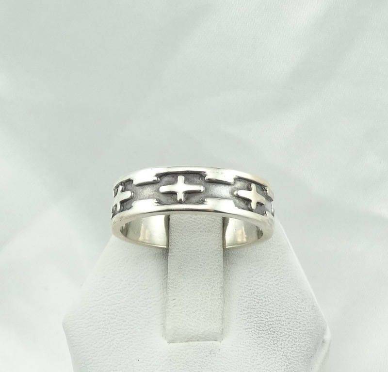 Subtile Kreuz Sterling Silber Band Gepunzt "Pca" Größe 11 Kostenloser Versand #crossband-Sr4 von rubysvintagejewelry