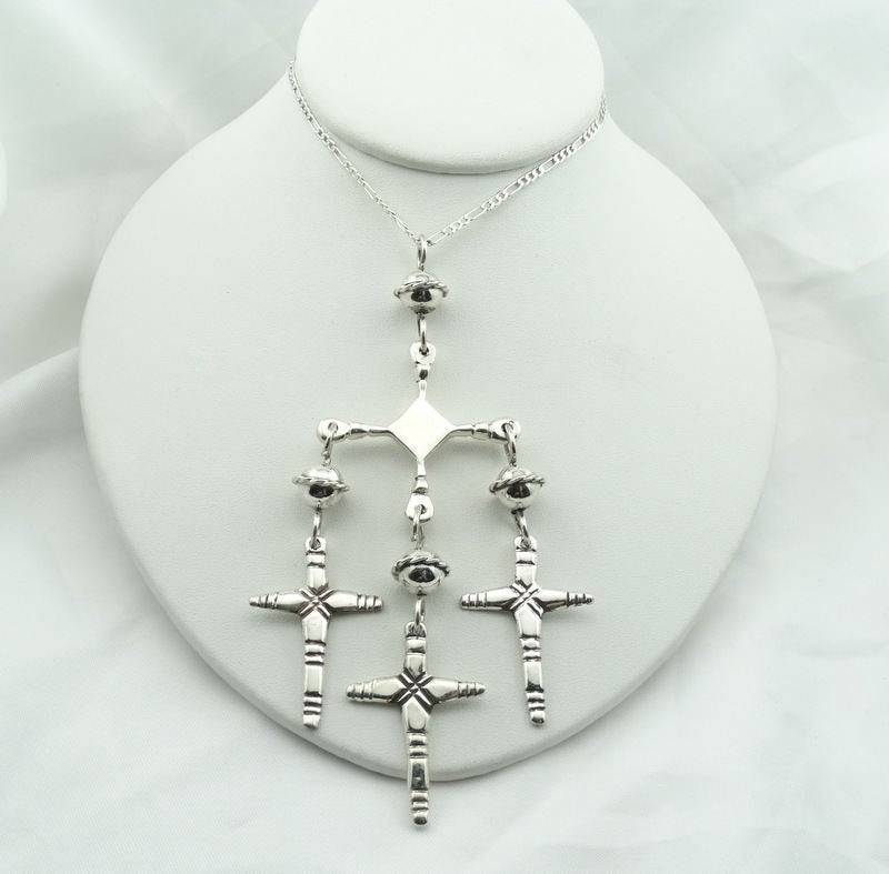 Ungewöhnliche Kronleuchter Drei-Kreuz Große Vintage Solide Sterling Silber Anhänger Kostenloser Versand Auf Einem 27" Kette #chandelier-xp2 von rubysvintagejewelry