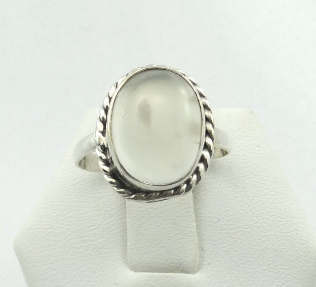 Ungewöhnlicher Vintage Phantomquarz Cabochon in Einem Sterling Silber Ring Größe 7 3/4 #phant-Sr5 von rubysvintagejewelry