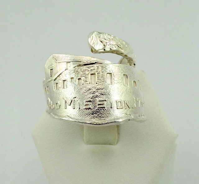 Unikat "San Diego California" Vintage Handarbeit Sterling Silber Größenverstellbar Löffel Ring Größe 10 3/4 Versandkostenfrei #sandiego-Sr17 von rubysvintagejewelry