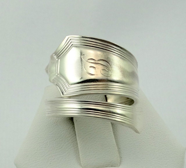 Unikat Vintage Gravur Initiale "B" Echtsilber Löffel Ring Verstellbar Größe 8 Versandkostenfrei #b8-Sr11 von rubysvintagejewelry