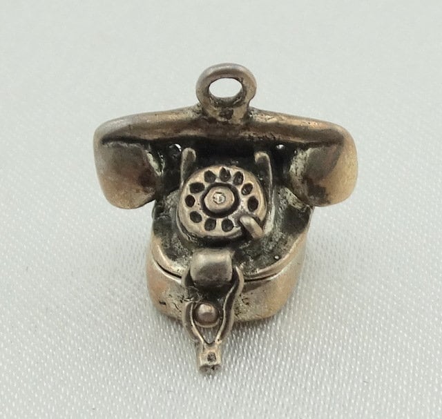 Versteckte Kammer Telefon Vintage Sterling Silber Charme Kostenloser Versand #cham-cm19 von rubysvintagejewelry