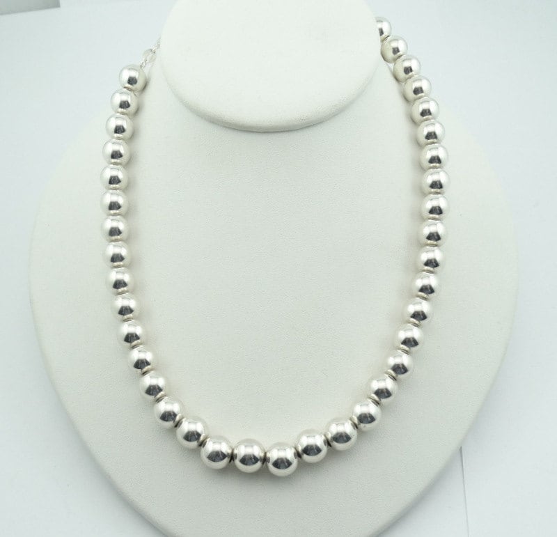 Vintage 10 Mm Hohle Kugel Sterling Silber Halskette Mit Hummer Verschluss Kostenloser Versand #hollow-Bn1 von rubysvintagejewelry