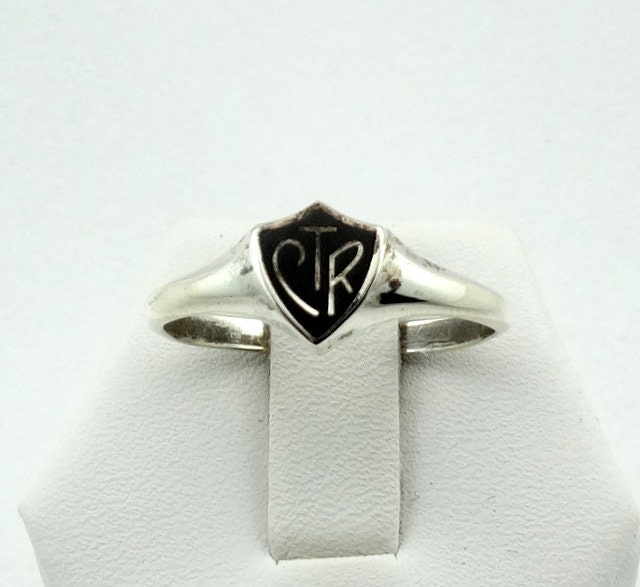 Vintage Ctr Solid Sterling Silber Und Schwarz Emaille Siegel Ring Kostenloser Versand Größe 10 1/2 #bk10.5-L2 von rubysvintagejewelry
