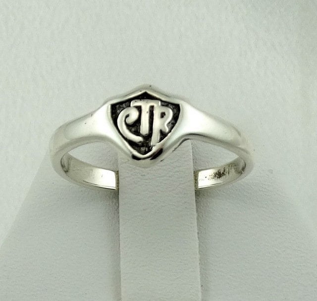 Vintage Ctr Solide Sterling Silber Siegel Ring. Kostenloser Versand Erwachsene Größe 8 1/2 #8 1/2L3-L3 von rubysvintagejewelry