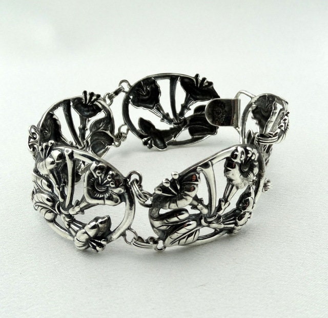 Vintage Danecraft "Mountain Aven" Wildflower Blumenmuster Sterling Silber Armband Kostenloser Versand #danecraft-lb2 von rubysvintagejewelry