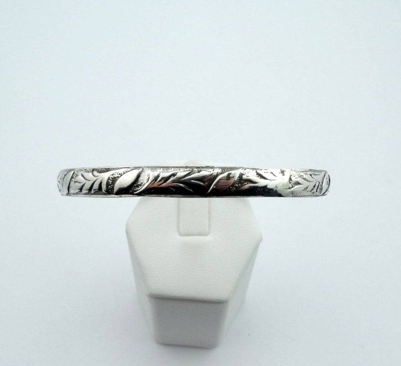 Vintage Danecraft Solid Sterling Silber Armreif Mit Blatt Motiv Kostenloser Versand #dane-Bb1 von rubysvintagejewelry