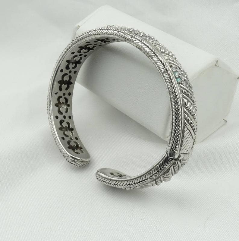Vintage Dekorative Judith Ripka Sterling Silber Und Strass Hinged Manschette Armband Kostenloser Versand #ripka-Cf3 von rubysvintagejewelry