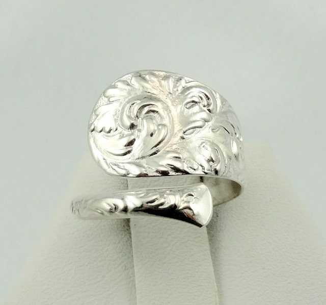 Vintage Dekorative Paisley Hand Made Sterling Silber Verstellbarer Löffel Ring Größe 6 1/4 Kostenloser Versand #pais-A7-Spr3 von rubysvintagejewelry