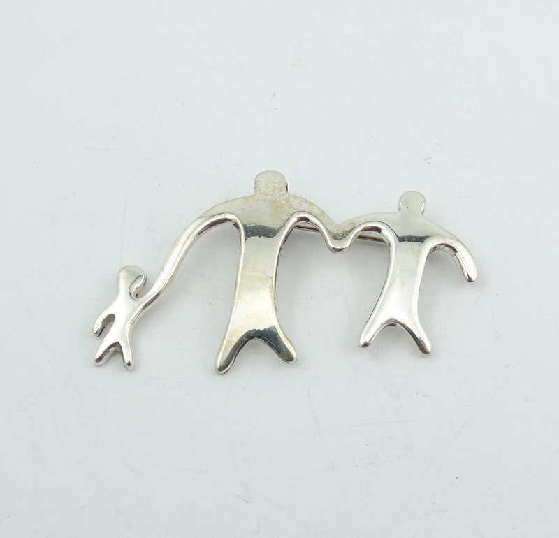Vintage "Familie" Figur Sterling Silber Brosche/Pin Kostenloser Versand #figures-Br2 von rubysvintagejewelry