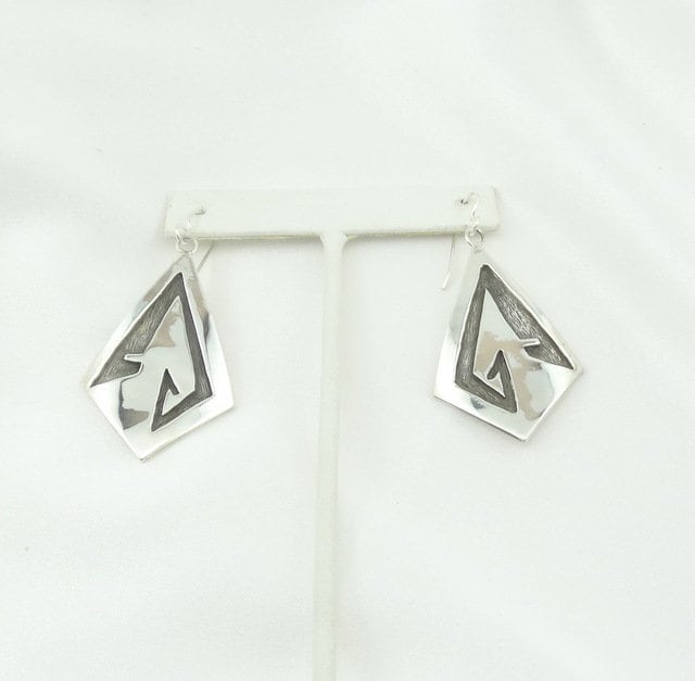 Vintage Große Hohe Relief Gepunzte "Fo" Sterling Silber Ohrringe Kostenloser Versand #6Fo-Erg6 von rubysvintagejewelry