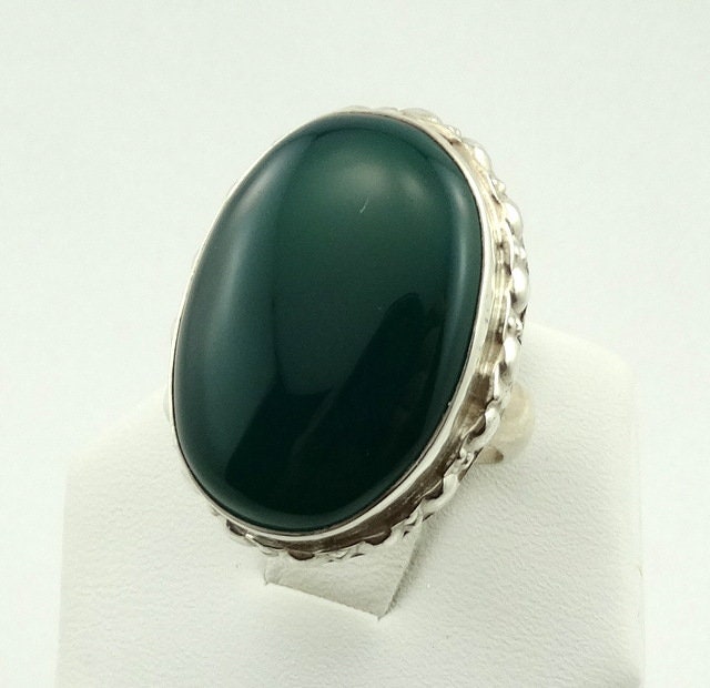 Vintage Grün Quarz Cabochon in Einem Sterling Silber Ring Kostenloser Versand #grn-Sr5 von rubysvintagejewelry