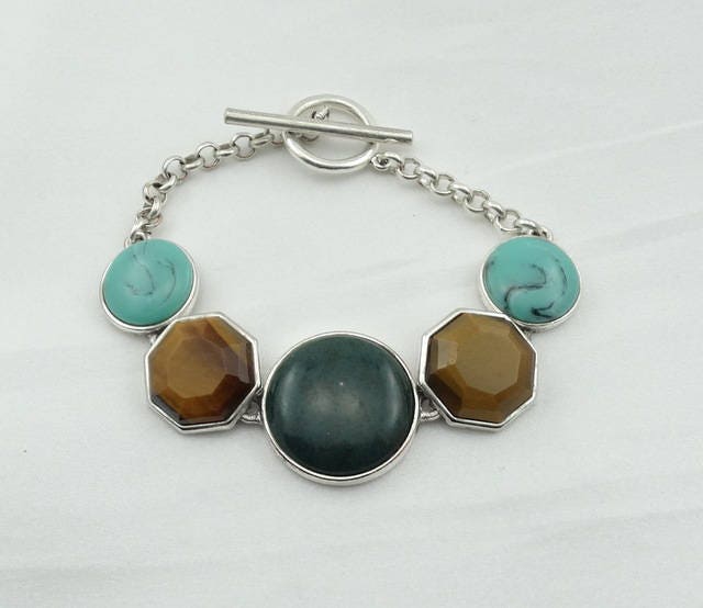 Vintage Hand Made Mehrfarbigen Stein Sterling Silber Link Armband Kostenloser Versand #tct-lb3 Vintage Hand Made Mehrfarbigen Stein Sterling Silber Link Armband Kostenloser Versand #tct-lb3 von rubysvintagejewelry